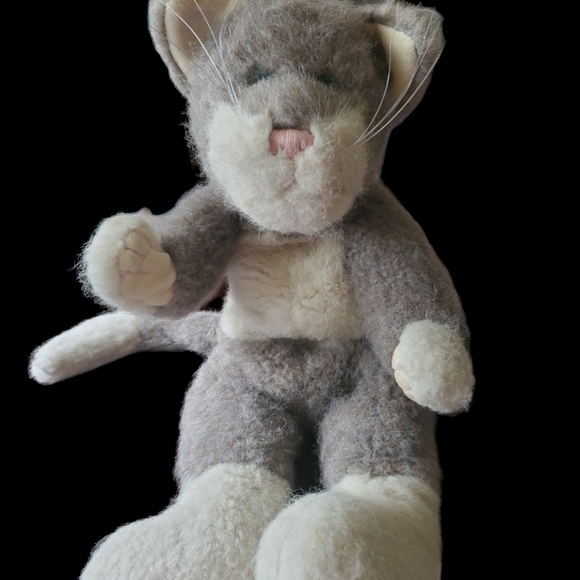 Vintage Jb Bean Boyds Cat Gray and White moveable legs & arms No tag - Picture 2 of 3